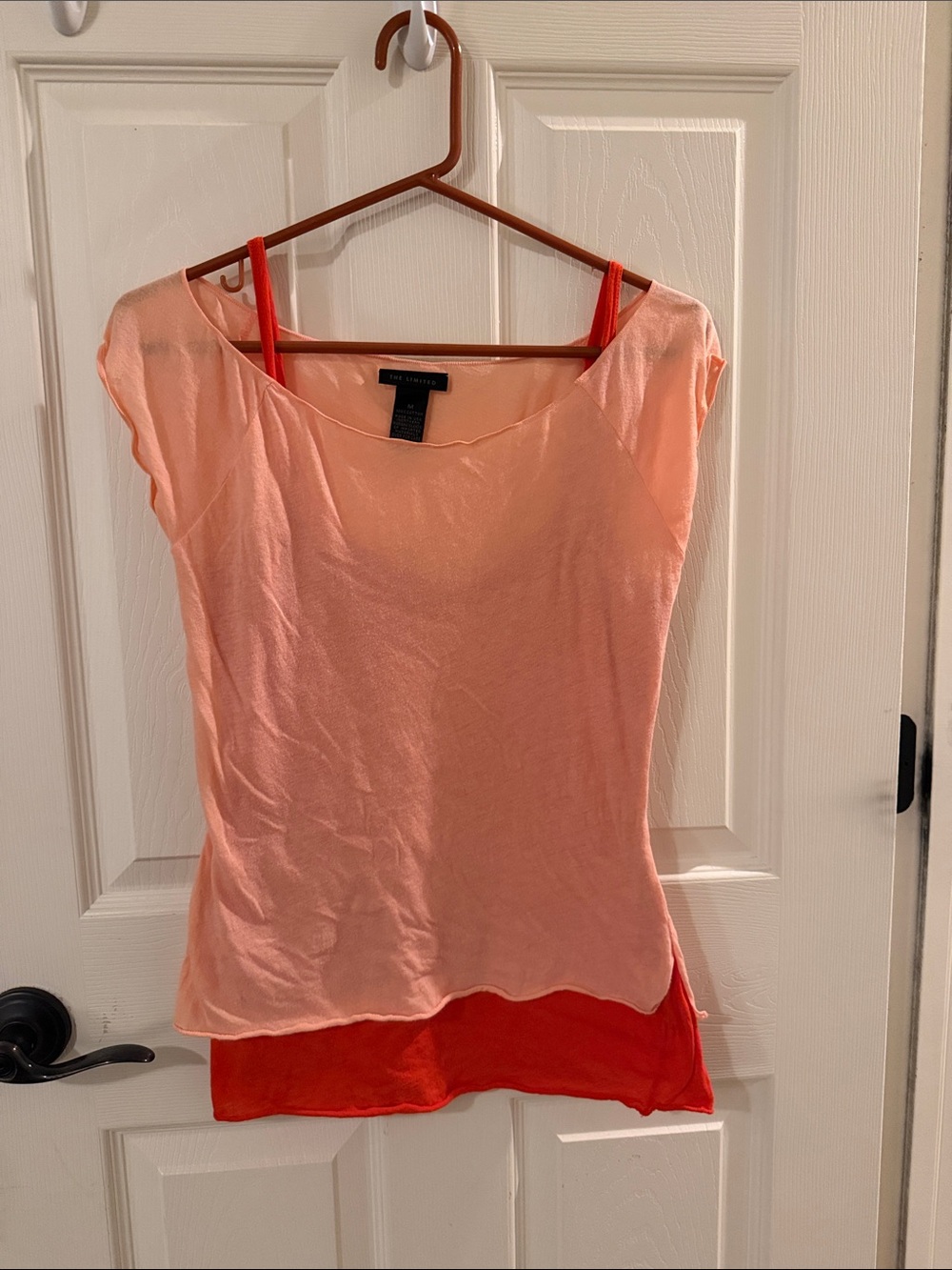 The Limited Two-Tone Peach & Coral Layered Camisole Top